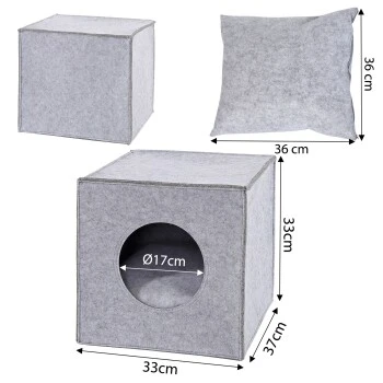Lionto Katzenhöhle Aus Filz + Kissen - Regalhöhle Hellgrau 9 Lionto Katzenhöhle Aus Filz + Kissen - Regalhöhle Hellgrau – Bild 7