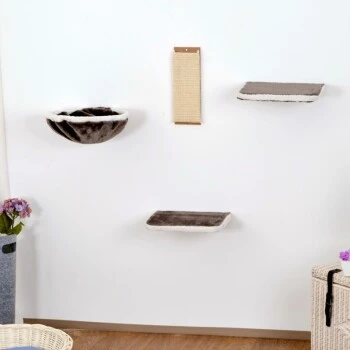 Silvio Design Katzen-Kletterwand 4-teilig Grau 3 Silvio Design Katzen-Kletterwand 4-teilig Grau