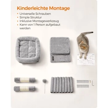 FEANDREA Kratzbaum 74 Cm Hellgrau 7 FEANDREA Kratzbaum 74 Cm Hellgrau – Bild 5