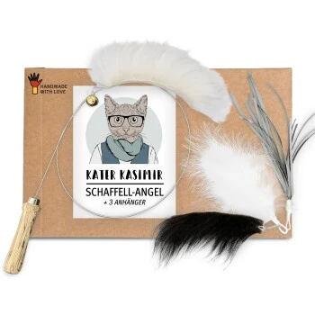 Kater Kasimir Premium Katzenangel Mit 4 Handgemachten Anhängern Aus Naturmaterial 3 Kater Kasimir Premium Katzenangel Mit 4 Handgemachten Anhängern Aus Naturmaterial