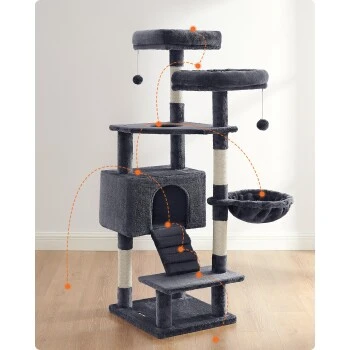 FEANDREA Katzenbaum 142cm Hellgrau Dunkelgrau 11 FEANDREA Katzenbaum 142cm Hellgrau Dunkelgrau – Bild 9