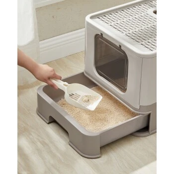 FEANDREA Katzentoilette, Mit Deckel Grau 5 FEANDREA Katzentoilette, Mit Deckel Grau – Bild 3