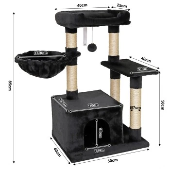 Lionto Kratzbaum Höhe 85 Cm Schwarz 8 Lionto Kratzbaum Höhe 85 Cm Schwarz – Bild 6