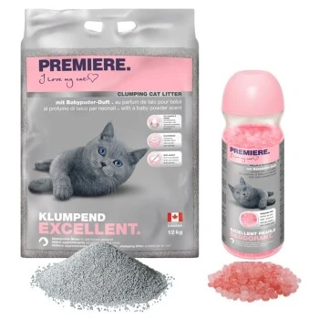 PREMIERE Excellent Klumpstreu 12kg Mit Deodorant Babypuder 3 PREMIERE Excellent Klumpstreu 12kg Mit Deodorant Babypuder