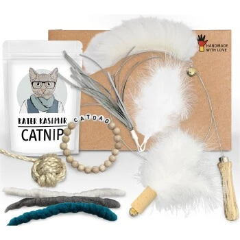 Kater Kasimir Deluxe Set Mit 9 Beliebten Katzenspielzeugen Aus Naturmaterial Und Handgemachtem CATDAD Armband 3 Kater Kasimir Deluxe Set Mit 9 Beliebten Katzenspielzeugen Aus Naturmaterial Und Handgemachtem CATDAD Armband