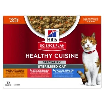Hill's Science Plan Healthy Cuisine Sterilised Cat Ragout Multipack 24x80 G 3 Hill's Science Plan Healthy Cuisine Sterilised Cat Ragout Multipack 24x80 G