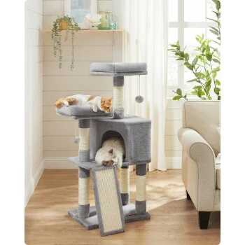 FEANDREA Katzenbaum 115cm Hellgrau Hellgrau 4 FEANDREA Katzenbaum 115cm Hellgrau Hellgrau – Bild 2