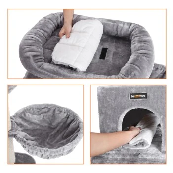 FEANDREA Kratzbaum 112cm Hellgrau Hellgrau 9 FEANDREA Kratzbaum 112cm Hellgrau Hellgrau – Bild 7