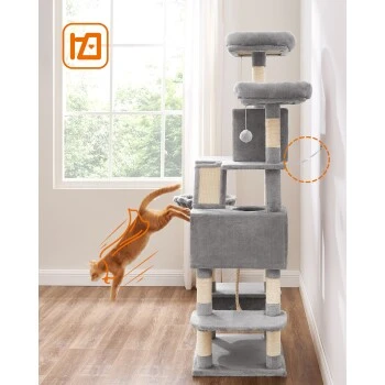 FEANDREA Katzenbaum 168cm Rauchgrau Hellgrau 9 FEANDREA Katzenbaum 168cm Rauchgrau Hellgrau – Bild 7