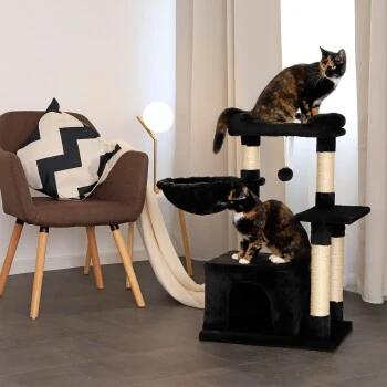 Lionto Kratzbaum Höhe 85 Cm Schwarz 5 Lionto Kratzbaum Höhe 85 Cm Schwarz – Bild 3