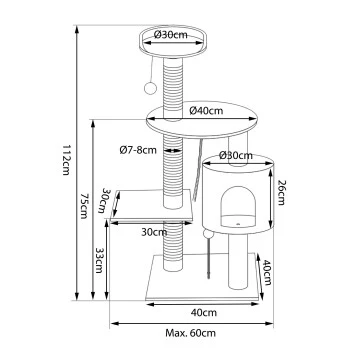 Lionto Kratzbaum Höhe 112 Cm Weiß/ Beige 4 Lionto Kratzbaum Höhe 112 Cm Weiß/ Beige – Bild 2