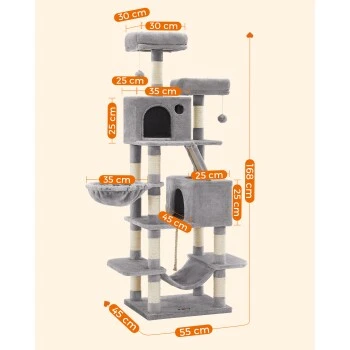FEANDREA Katzenbaum 168cm Rauchgrau Hellgrau 5 FEANDREA Katzenbaum 168cm Rauchgrau Hellgrau – Bild 3